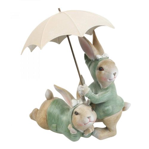 Floristik24 Deco-figurer kaninpar Deco-kaniner med paraply H22cm