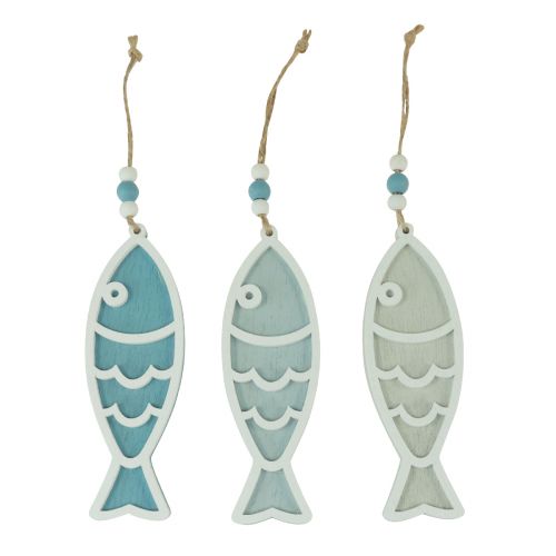 gjenstander Dekorativ henger fiske tre hengende dekorasjon maritim blå 12cm 9stk
