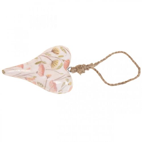 Floristik24 Deco henger trehjerte Deco henger motiv blomster 7x10x2,5cm