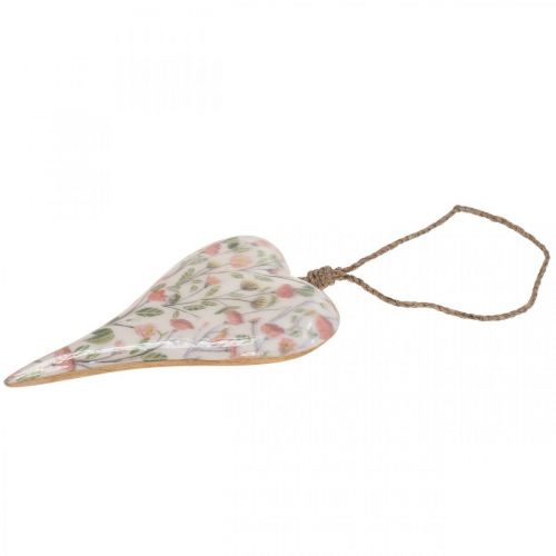 Floristik24 Deco kleshenger hjerte deco kleshenger motiv blomster 12x2,5x20xcm