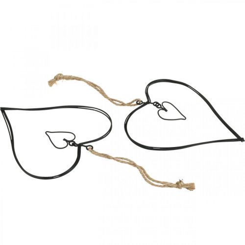 Floristik24 Dekorhjerte for oppheng av metallhjerte sort 10,5cm 6stk