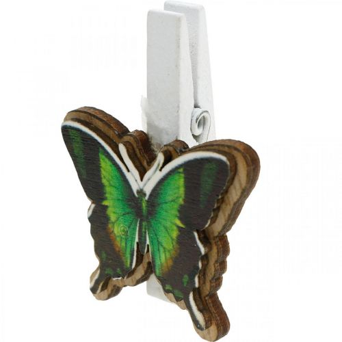 gjenstander Dekorativ klips sommerfugl, gave dekorasjon, vår, sommerfugler laget av tre 6stk