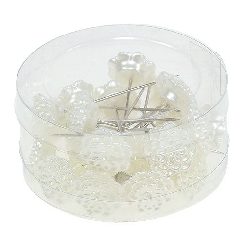 Floristik24 Dekornålsblomst hvit Ø2cm H6cm 24 stk