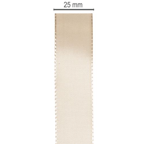 Dekorativt bånd satengbeige taftbånd 25mm 50m | Floristik24.no