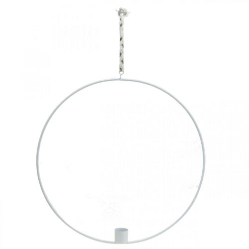 Floristik24 Lysholder til oppheng dekorativ ring metall hvit Ø28,5cm 3stk