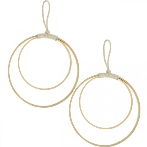Floristik24 Ring for oppheng, DIY, vindusdekorasjon, boho stil, dobbel ring naturlig farge Ø20/15cm 4stk