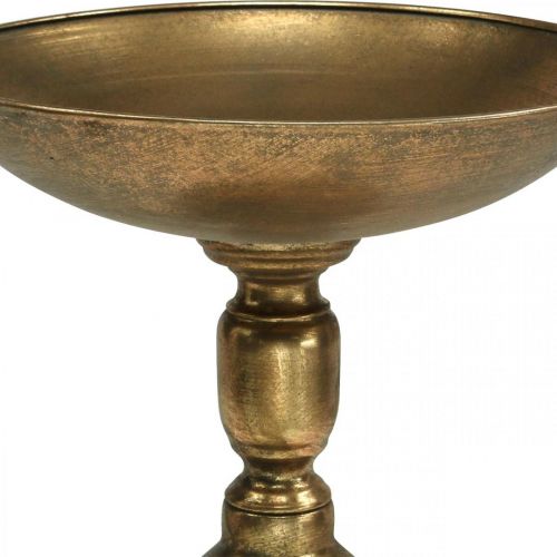 gjenstander Dekorativ skål på fot Dekorativ tallerken gull antikk look Ø28cm H26cm