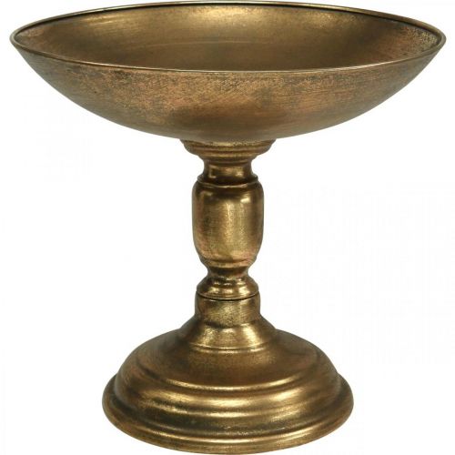 Dekorativ skål på fot Dekorativ tallerken gull antikk look Ø28cm H26cm