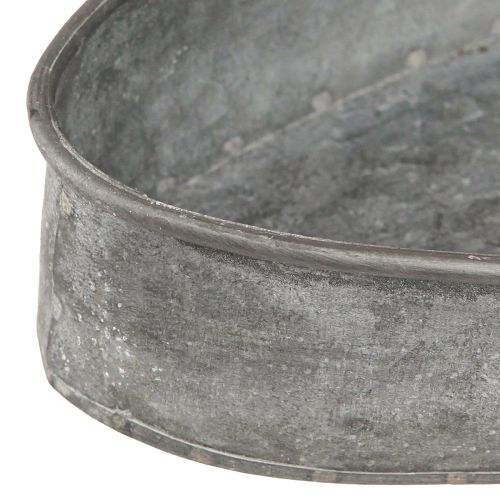 Floristik24 Dekorativ skål med metallfatning skål oval grå L33cm/31cm sett med 2