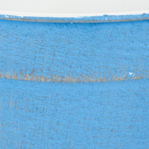 gjenstander Dekorativ skål/plantekasse, blått metall, shabby chic-dekor, Ø17 cm, H8,5 cm