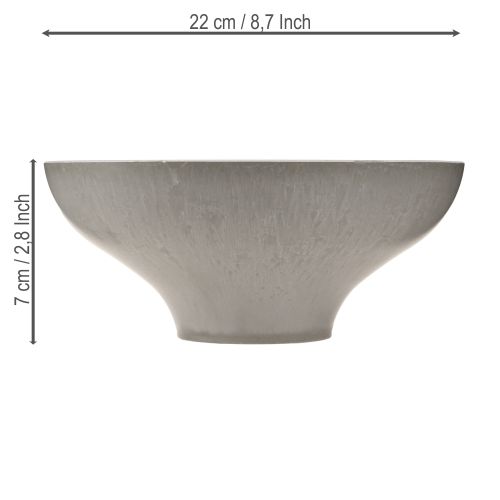 Dekorativ skål med base, rund planteskål, grå, Ø19 cm, H8 cm | Floristik24.no
