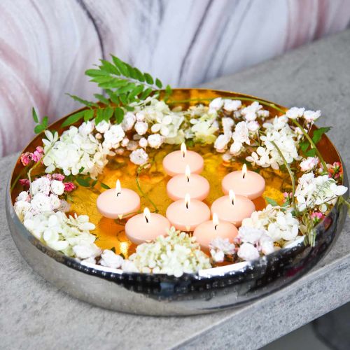 Floristik24 Dekorativ skål i metall rundt Gylden &amp; sølv brett Ø36,5cm