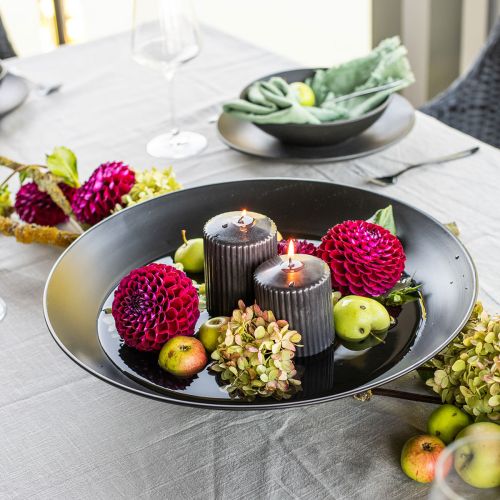 Floristik24 Dekorativ metallskål svart rund metallskål med bunn Ø40cm