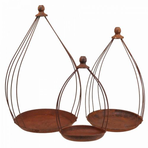 Floristik24 Dekorativ skål rust patina dekorasjon hengende dekor Ø18,5/24,5/27cm