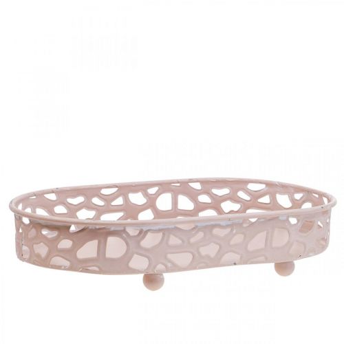 gjenstander Dekorativ skål Oval skål med føtter borddekor rosa 30×18cm