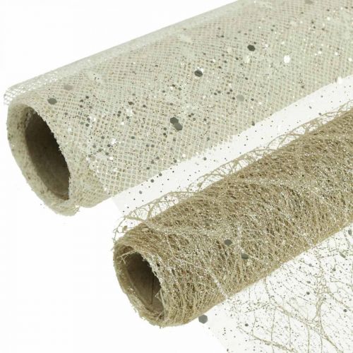 Floristik24 Bordtape dekorativt stoff champagne x 2 assortert 35x200cm