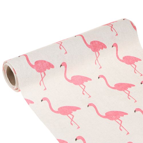 Dekorativt stoff flamingo hvit-rosa 30cm x 3m