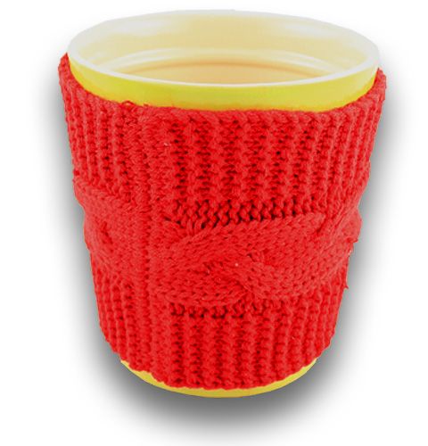 Dekorativt strikket rør 15 x 13 cm rød 2 stk