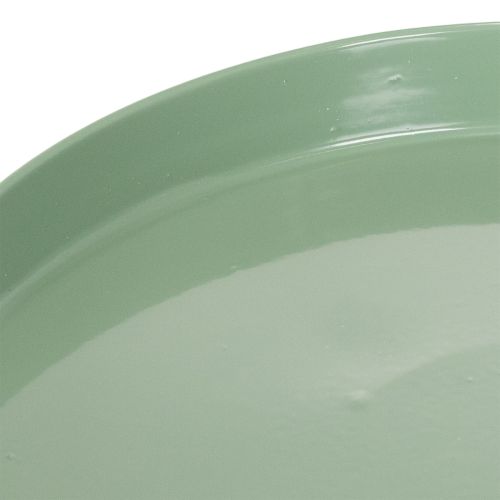 Dekorativ metallplate, grønn, rund bunn, brett for blomsterarrangementer, 20 cm | Floristik24.no