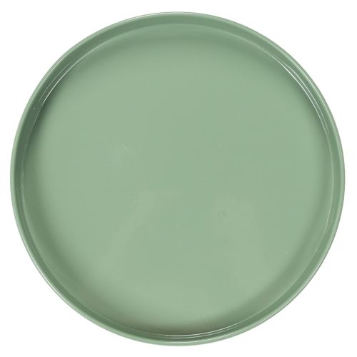 Dekorativ metallplate, grønn, rund bunn, brett for blomsterarrangementer, 20 cm | Floristik24.no