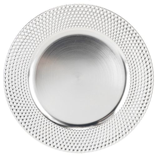 gjenstander Dekorplate rund plast dekorative plate sølv Ø33cm