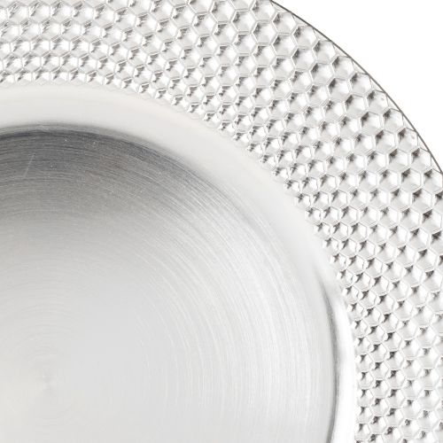 gjenstander Dekorplate rund plast dekorative plate sølv Ø33cm