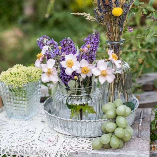 Floristik24 Kakeform med dekorative tallerkener, metalldekor, rundt lysfat, hvitvasket Ø21,5 cm H4,5 cm