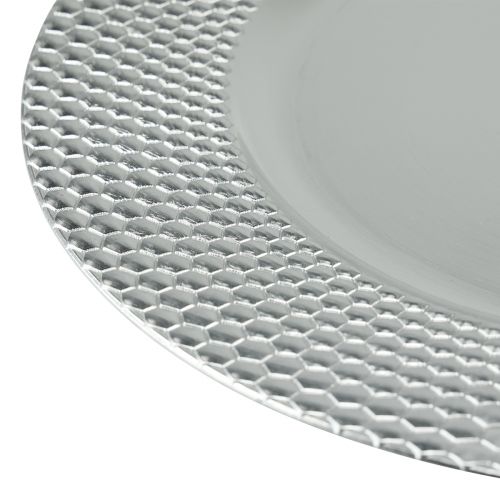 gjenstander Dekorplate rund plast dekorative plate sølv Ø33cm