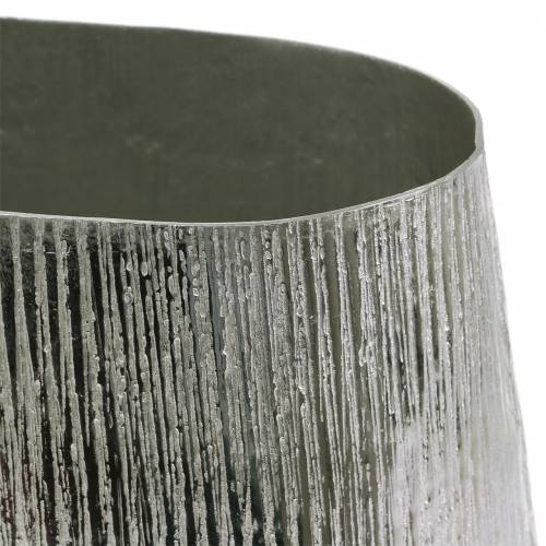 Floristik24 Dekorativ gryte oval sølv 35cm x 19cm H29cm