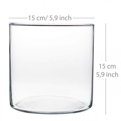 Floristik24 Dekorativ vase glass sylinder klar Ø15cm H15cm