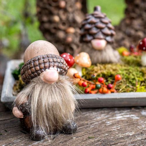 Floristik24 Dekorative gnome keramiske kjegler og eikenøtter Assortert H10,5 / 12cm 4stk