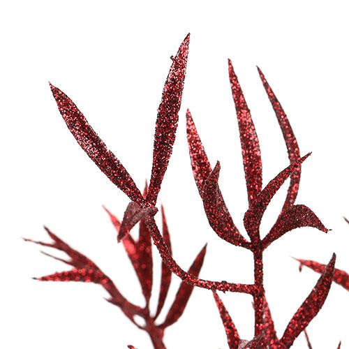 Dekorativ gren rød med glimmer 69cm 2stk