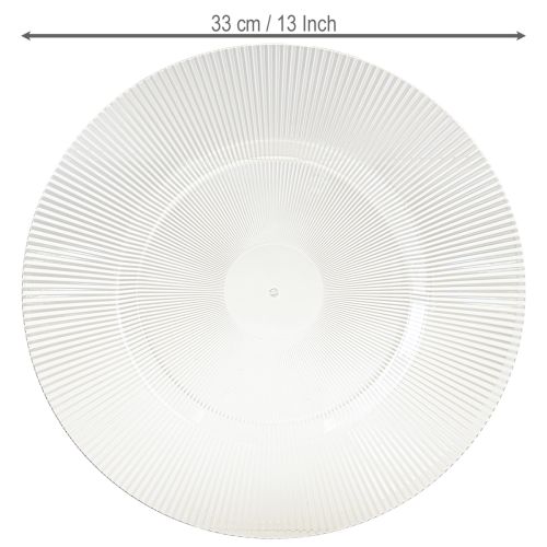 Floristik24 Dekorativ tallerken med riller plasttallerken plasttallerken klar Ø33cm