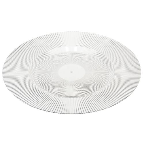 Dekorativ tallerken med riller plasttallerken plasttallerken klar Ø33cm | Floristik24.no