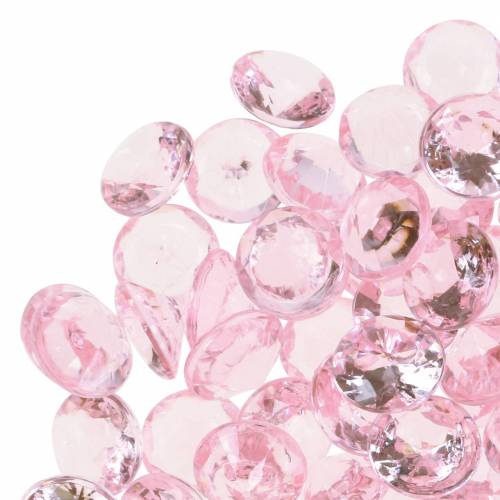 Floristik24 Dekorative steiner diamant akryl lys rosa Ø1,2cm 175g til bursdagsdekorasjon