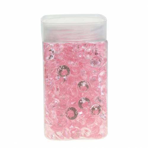 Floristik24 Dekorative steiner diamant akryl lys rosa Ø1,2cm 175g til bursdagsdekorasjon