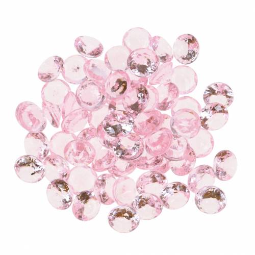 Floristik24 Dekorative steiner diamant akryl lys rosa Ø1,2cm 175g til bursdagsdekorasjon