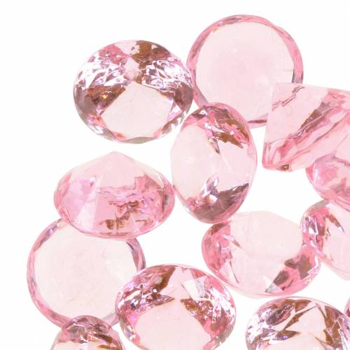 Floristik24 Dekorative steiner diamant akryl lys rosa Ø1,8cm 150g strø dekorasjon til bordet