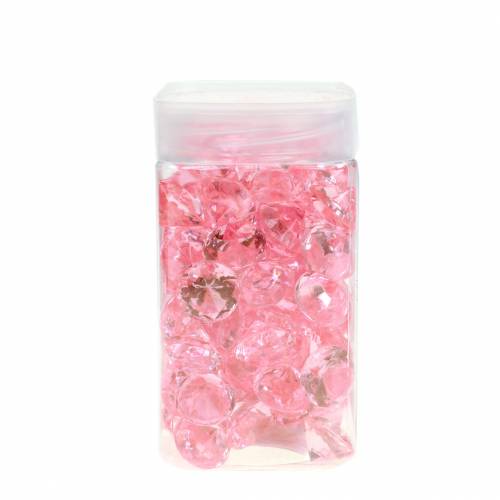 Floristik24 Dekorative steiner diamant akryl lys rosa Ø1,8cm 150g strø dekorasjon til bordet