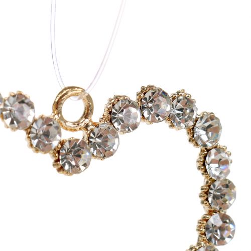 Floristik24 Dekorativt hjertegull å henge med rhinestones 6stk