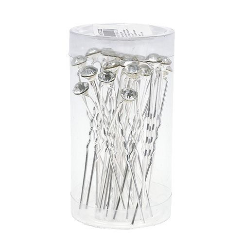 Floristik24 Diamantnål bryllup sølv Ø8mm L7cm 20 stk