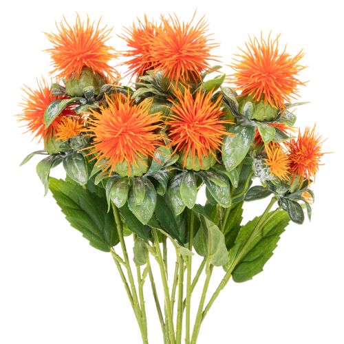 Kunstig oransje saflor som kunstig blomst til vaser og dekorasjon, 55 cm, 4 stk.