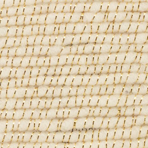 gjenstander Hvit ullsnor med gulltråd 5m x 5mm med ståltråd til dekorasjon og hobbyarbeid