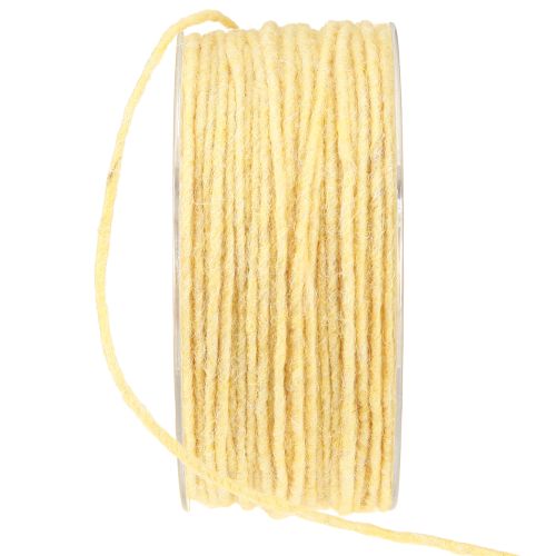 gjenstander Vektråd ullsnor filt snor ulltråd gul Ø3mm 100m