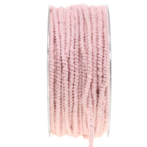 Floristik24 Wick thread glamour rosa / sølv med wire 33m