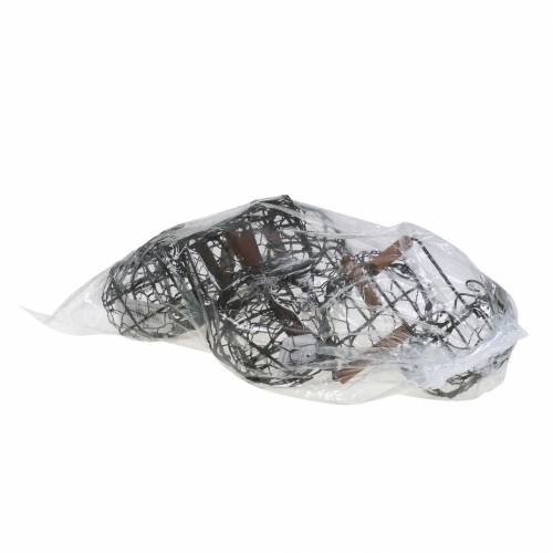 gjenstander Mini trådkurvvariant med trehåndtak, rustbrun, H10,5–11,5cm, 9 stk.