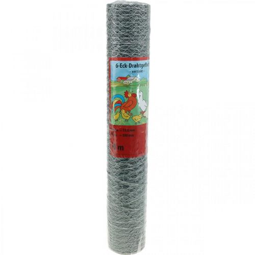 Floristik24 Heksagonal Wire Galvanisert Sølv Kanin Wire 50cm×10m