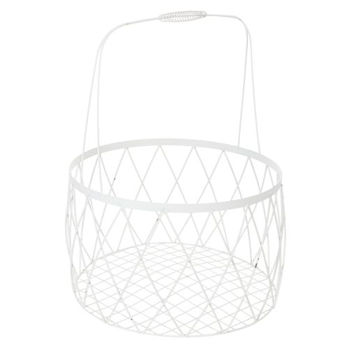 gjenstander Trådkurv med håndtak, hvitt metall, Ø25/30/35 cm, sett med 3