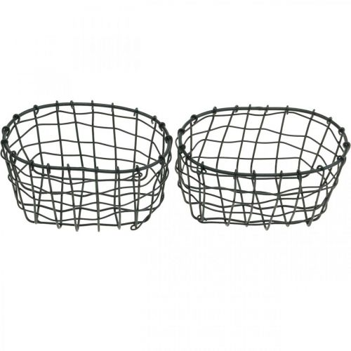 Floristik24 Dekorativ kurv, minikurv, trådkurv oval L12,5cm H6,5cm 2stk