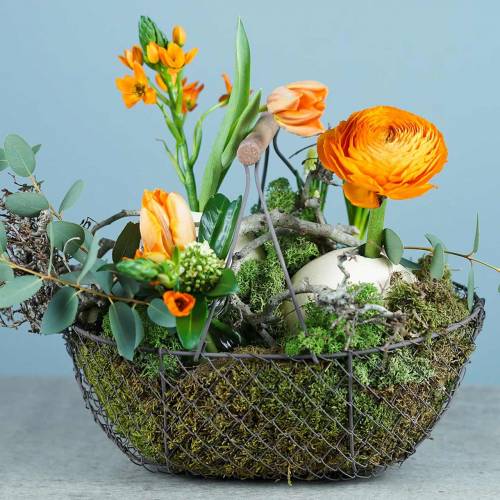 Floristik24 Trådkurv med håndtak brunt metall 20/25 / 30cm sett med 3